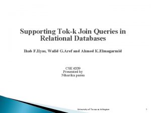 Supporting Tokk Join Queries in Relational Databases Ihab