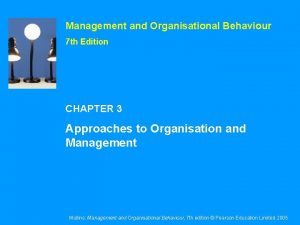 Management and Organisational Behaviour 7 th Edition CHAPTER