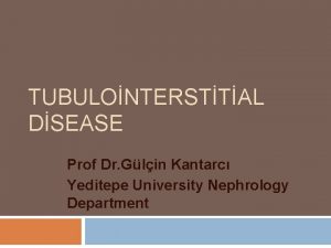 TUBULONTERSTTAL DSEASE Prof Dr Glin Kantarc Yeditepe University