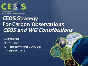 CEOS Strategy For Carbon Observations CEOS and WG