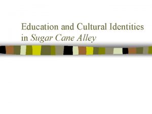 Education and Cultural Identities in Sugar Cane Alley