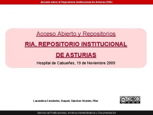 Jornada sobre el Repositorio Institucional de Asturias RIA