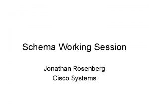 Schema Working Session Jonathan Rosenberg Cisco Systems Schema