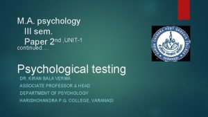 M A psychology III sem Paper 2 nd