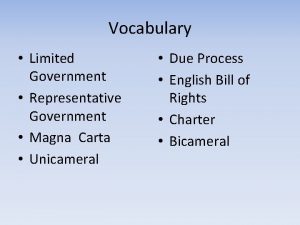 Vocabulary Limited Government Representative Government Magna Carta Unicameral