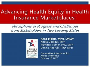 Advancing Health Equity in Health Insurance Marketplaces Perceptions