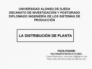 UNIVERSIDAD ALONSO DE OJEDA DECANATO DE INVESTIGACIN Y