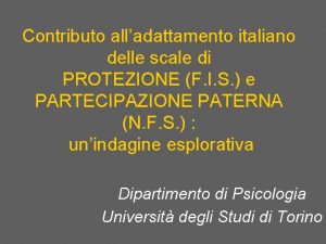 Contributo alladattamento italiano delle scale di PROTEZIONE F