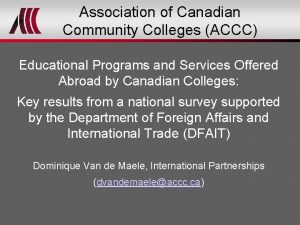 Association of Canadian Community Colleges ACCC Educational Programs