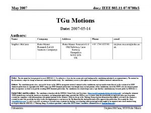 May 2007 doc IEEE 802 11 070700 r