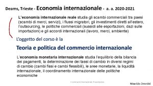 Deams Trieste Economia internazionale a a 2020 2021