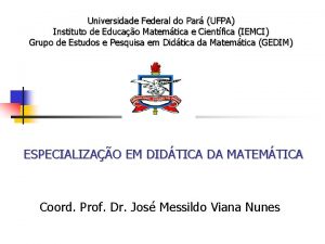 Universidade Federal do Par UFPA Instituto de Educao