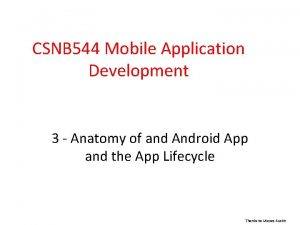 CSNB 544 Mobile Application Development 3 Anatomy of