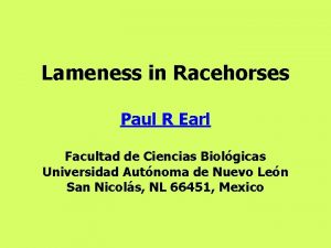 Lameness in Racehorses Paul R Earl Facultad de