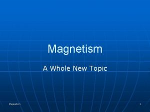 Magnetism A Whole New Topic Magnetism 1 Bad