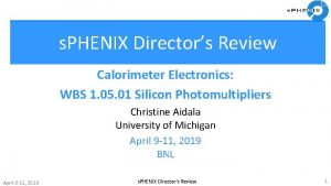 s PHENIX Directors Review Calorimeter Electronics WBS 1