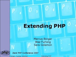 Extending PHP Marcus Brger Wez Furlong Sara Golemon