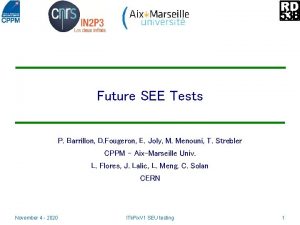 Future SEE Tests P Barrillon D Fougeron E