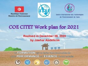 COE CITET Work plan for 2021 Realised in
