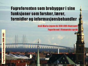 Fagreferenten som brobygger i sine funksjoner som forsker