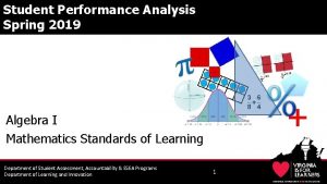 Student Performance Analysis Spring 2019 Algebra I Mathematics