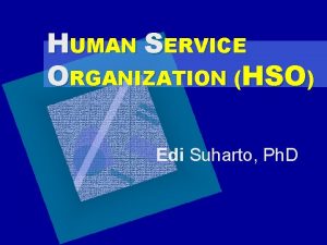 HUMAN SERVICE ORGANIZATION HSO Edi Suharto Ph D