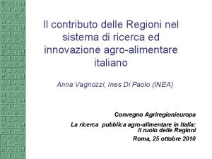 Il contributo delle Regioni nel sistema di ricerca