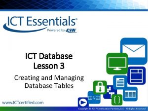 ICT Database Lesson 3 Creating and Managing Database