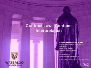 Contract Law Contract Interpretation Douglas Wilhelm Harder M