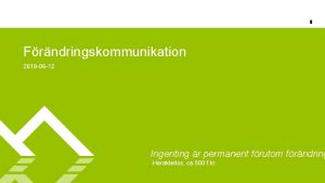 Frndringskommunikation 2018 06 12 Ingenting r permanent frutom