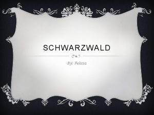 SCHWARZWALD By Felicia Schwarzwald The Black forest Silva