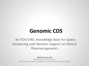 Genomic CDS An RDFOWL Knowledge Base for Query