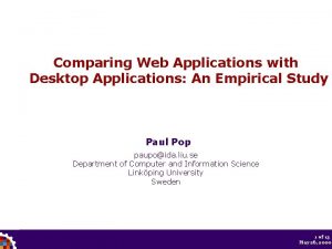 Comparing Web Applications with Desktop Applications An Empirical