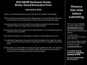 2016 NAIOP Northwest Florida Broker Award Nomination Form