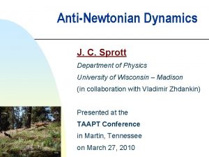 AntiNewtonian Dynamics J C Sprott Department of Physics