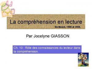 La comprhension en lecture De Boeck 1996 et