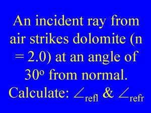 An incident ray from air strikes dolomite n
