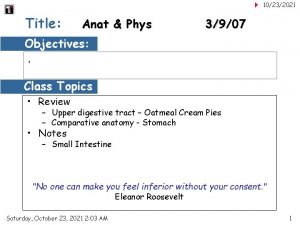 10232021 Title Anat Phys 3907 Objectives Class Topics