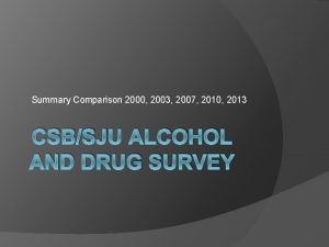 Summary Comparison 2000 2003 2007 2010 2013 CSBSJU