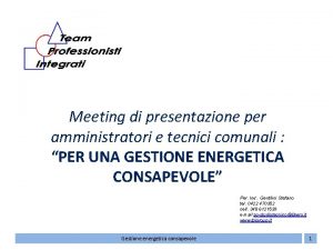 Meeting di presentazione per amministratori e tecnici comunali