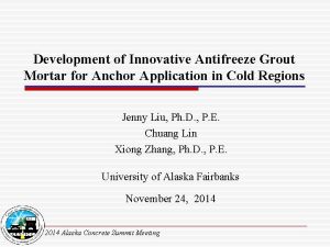 Development of Innovative Antifreeze Grout Mortar for Anchor