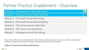 Partner Practice Enablement Overview Module 1 Introduction to