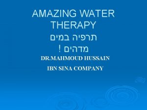 AMAZING WATER THERAPY DR MAHMOUD HUSSAIN IBN SINA