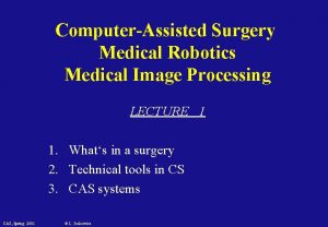 ComputerAssisted Surgery Medical Robotics Medical Image Processing LECTURE