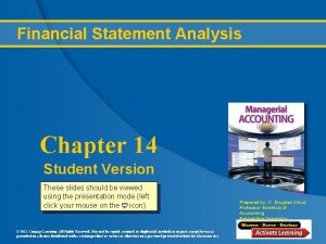 Financial Statement Analysis Chapter 14 Student Version These