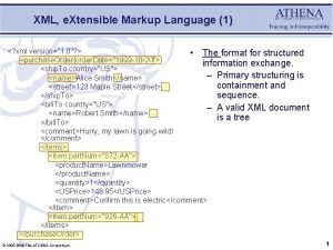 XML e Xtensible Markup Language 1 xml version1