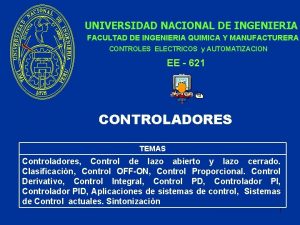 UNIVERSIDAD NACIONAL DE INGENIERIA FACULTAD DE INGENIERIA QUIMICA
