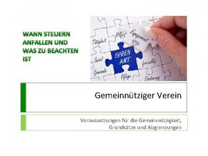 Gemeinntziger Verein Voraussetzungen fr die Gemeinntzigkeit Grundstze und