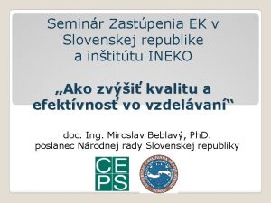 Seminr Zastpenia EK v Slovenskej republike a intittu