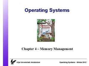 Operating Systems Chapter 4 Memory Management Vrije Universiteit